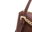 Bolsa De Ombro Média Couro Antique Marrom Corrente Dourada Frontal - imagem 6