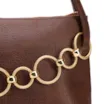 Bolsa De Ombro Média Couro Antique Marrom Corrente Dourada Frontal - imagem 7