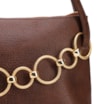 Bolsa De Ombro Média Couro Antique Marrom Corrente Dourada Frontal - imagem 7