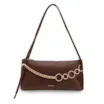 Bolsa De Ombro Média Couro Antique Marrom Corrente Dourada Frontal - imagem 1