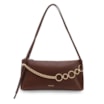 Bolsa De Ombro Média Couro Antique Marrom Corrente Dourada Frontal - imagem 1