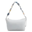 Bolsa De Ombro Média Couro Azul Alça Pedras - imagem 1