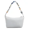 Bolsa De Ombro Média Couro Azul Alça Pedras - imagem 4