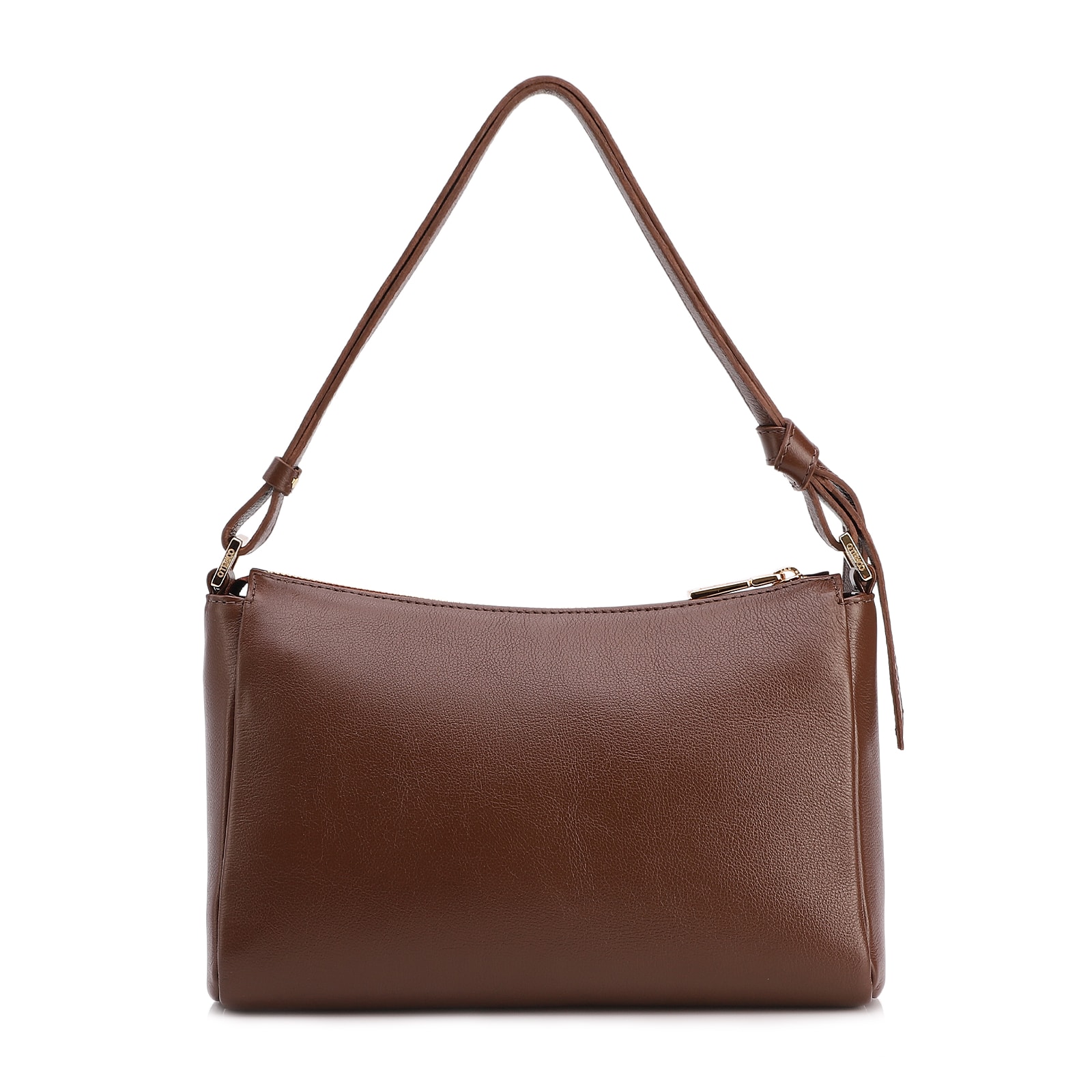 Bolsa De Ombro Média Couro Marrom Alça Nó