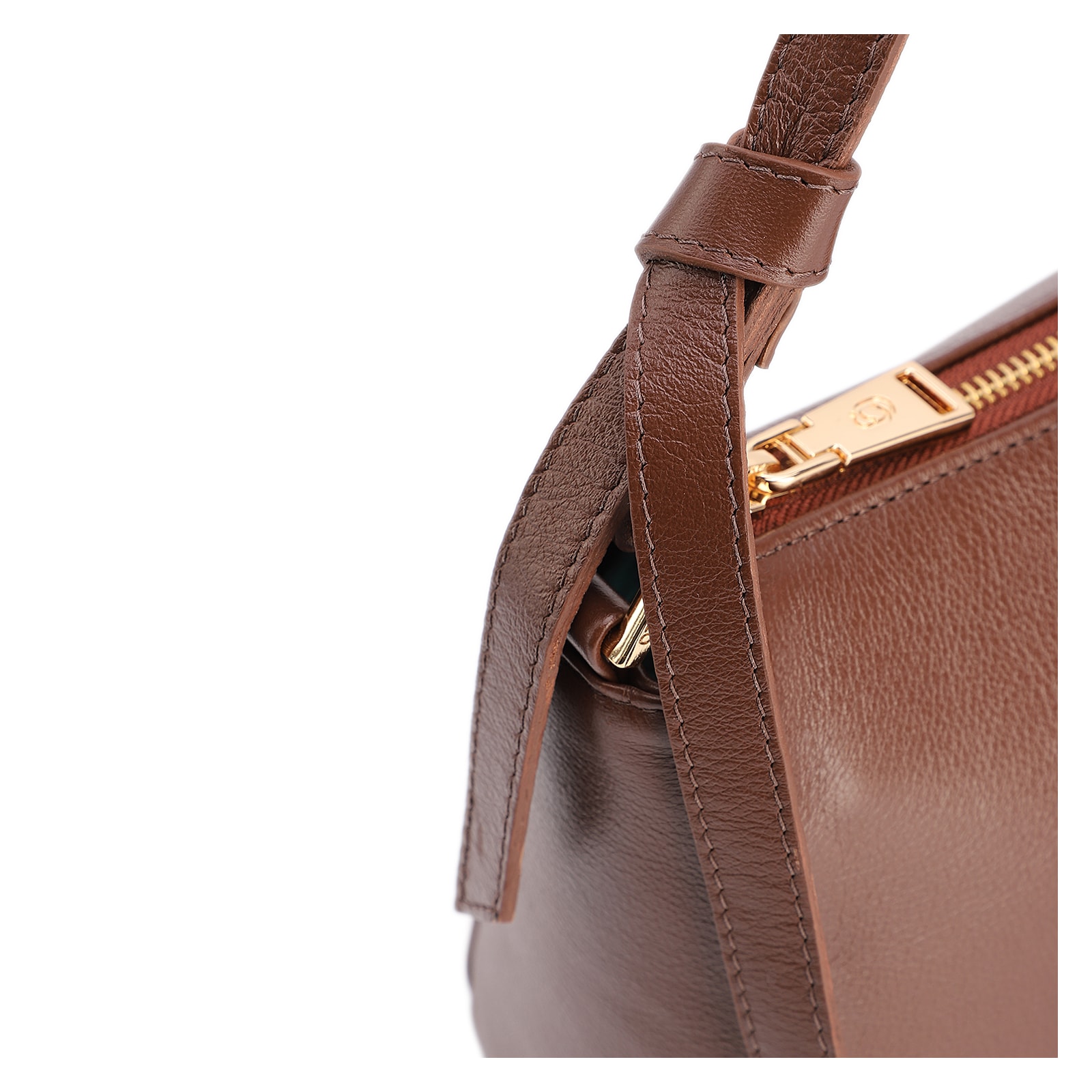 Bolsa De Ombro Média Couro Marrom Alça Nó