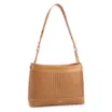  Bolsa De Ombro Média Couro Marrom Claro Rattan - imagem 2