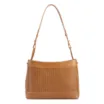  Bolsa De Ombro Média Couro Marrom Claro Rattan - imagem 3