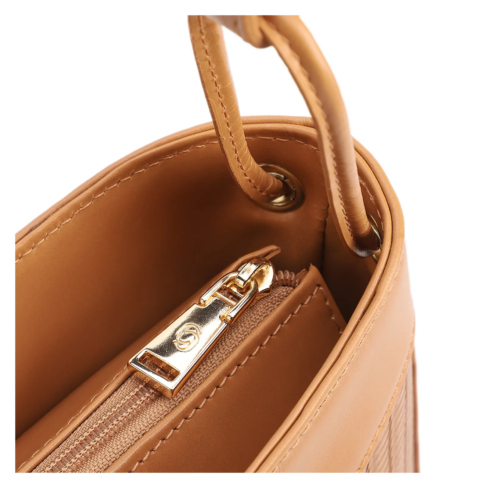 Bolsa De Ombro Média Couro Marrom Claro Rattan