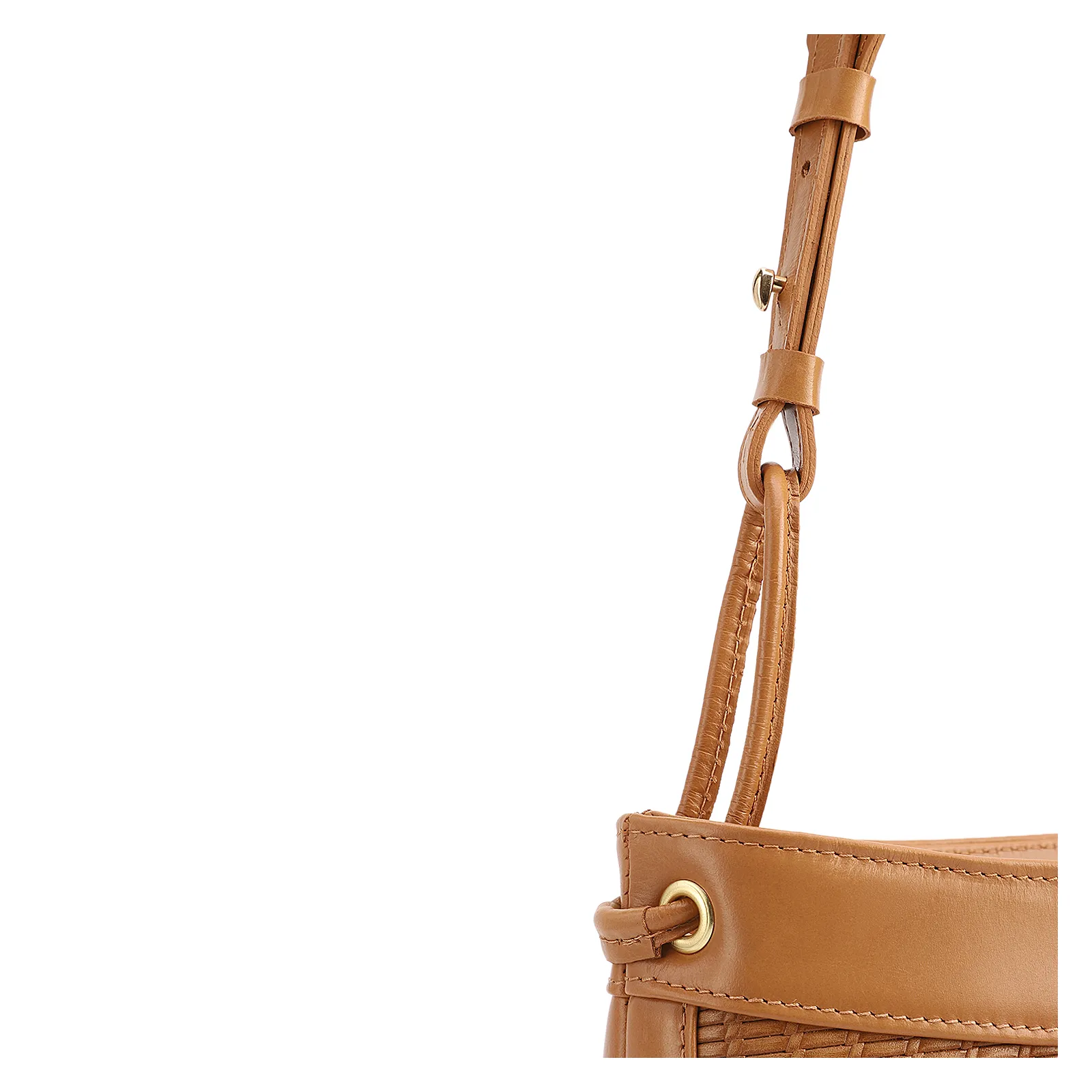  Bolsa De Ombro Média Couro Marrom Claro Rattan