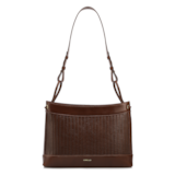  Bolsa De Ombro Média Couro Marrom Escuro Rattan