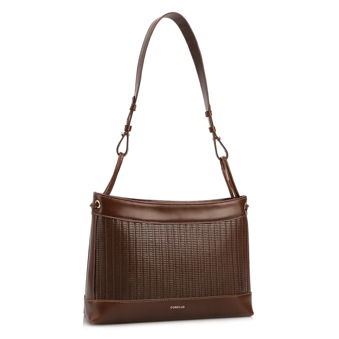  Bolsa De Ombro Média Couro Marrom Escuro Rattan - foto 2