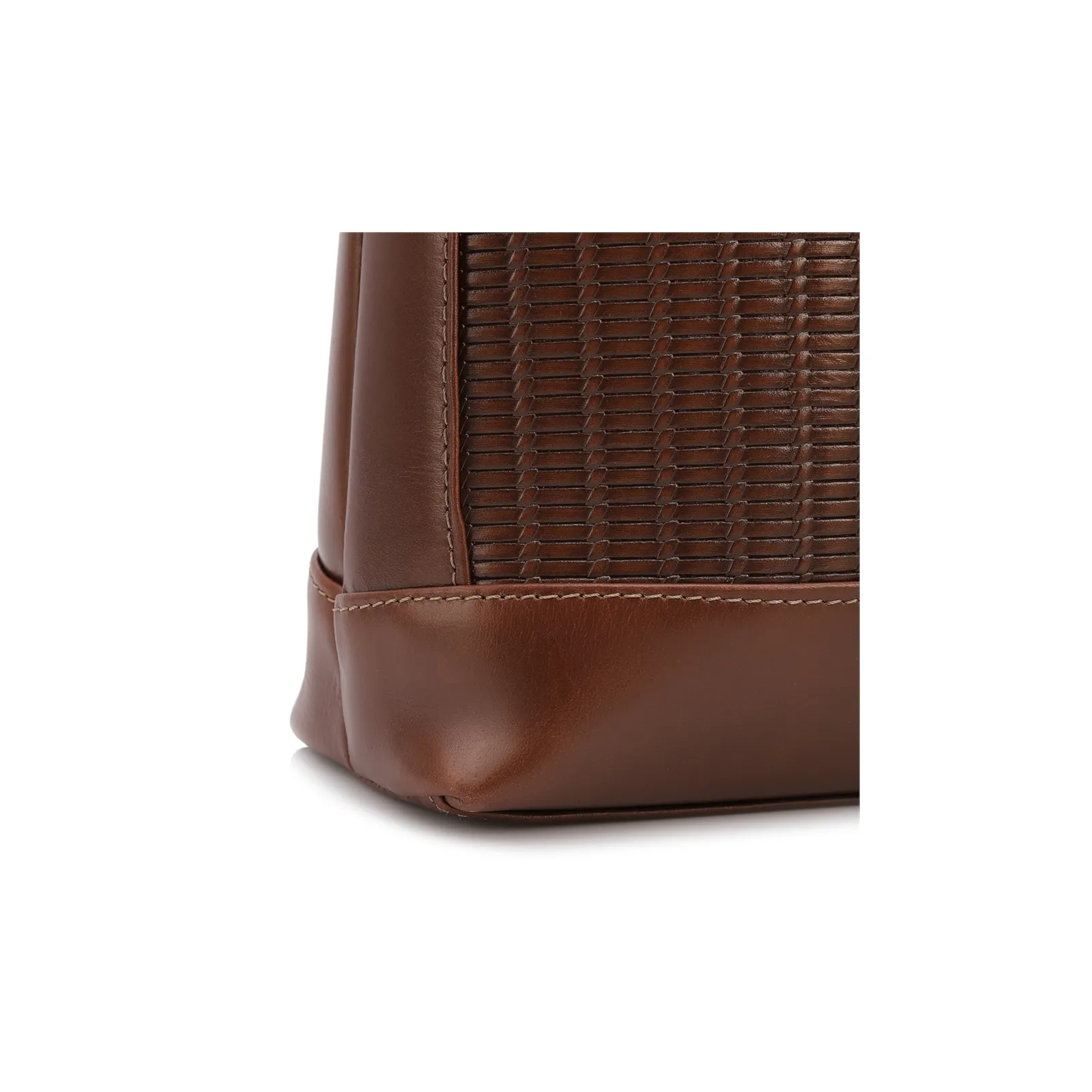Bolsa De Ombro Média Couro Marrom Escuro Rattan