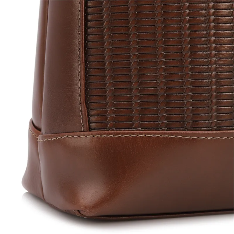 Bolsa De Ombro Média Couro Marrom Escuro Rattan - foto 3
