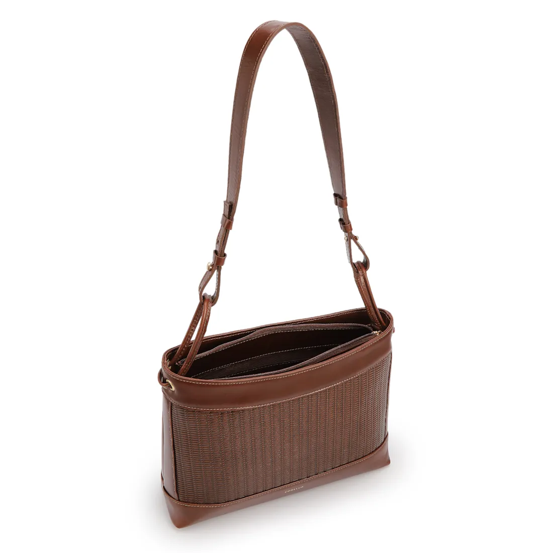  Bolsa De Ombro Média Couro Marrom Escuro Rattan - foto 3