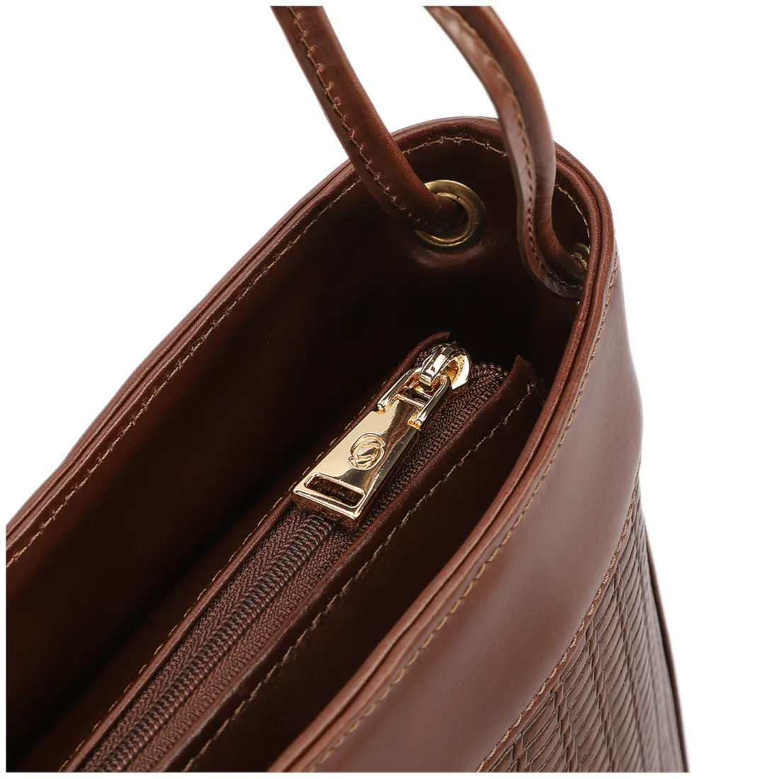  Bolsa De Ombro Média Couro Marrom Escuro Rattan - foto 4