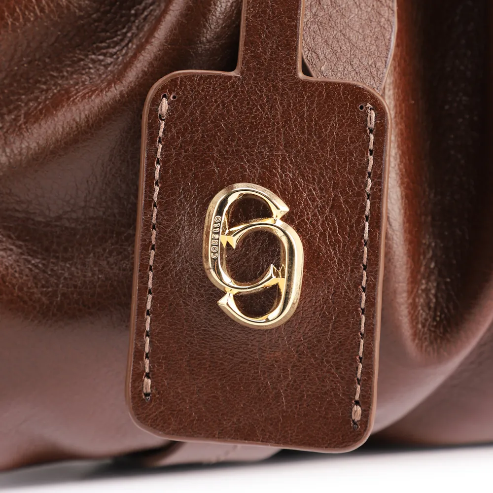 Bolsa De Ombro Média Couro Marrom Tag - imagem 8