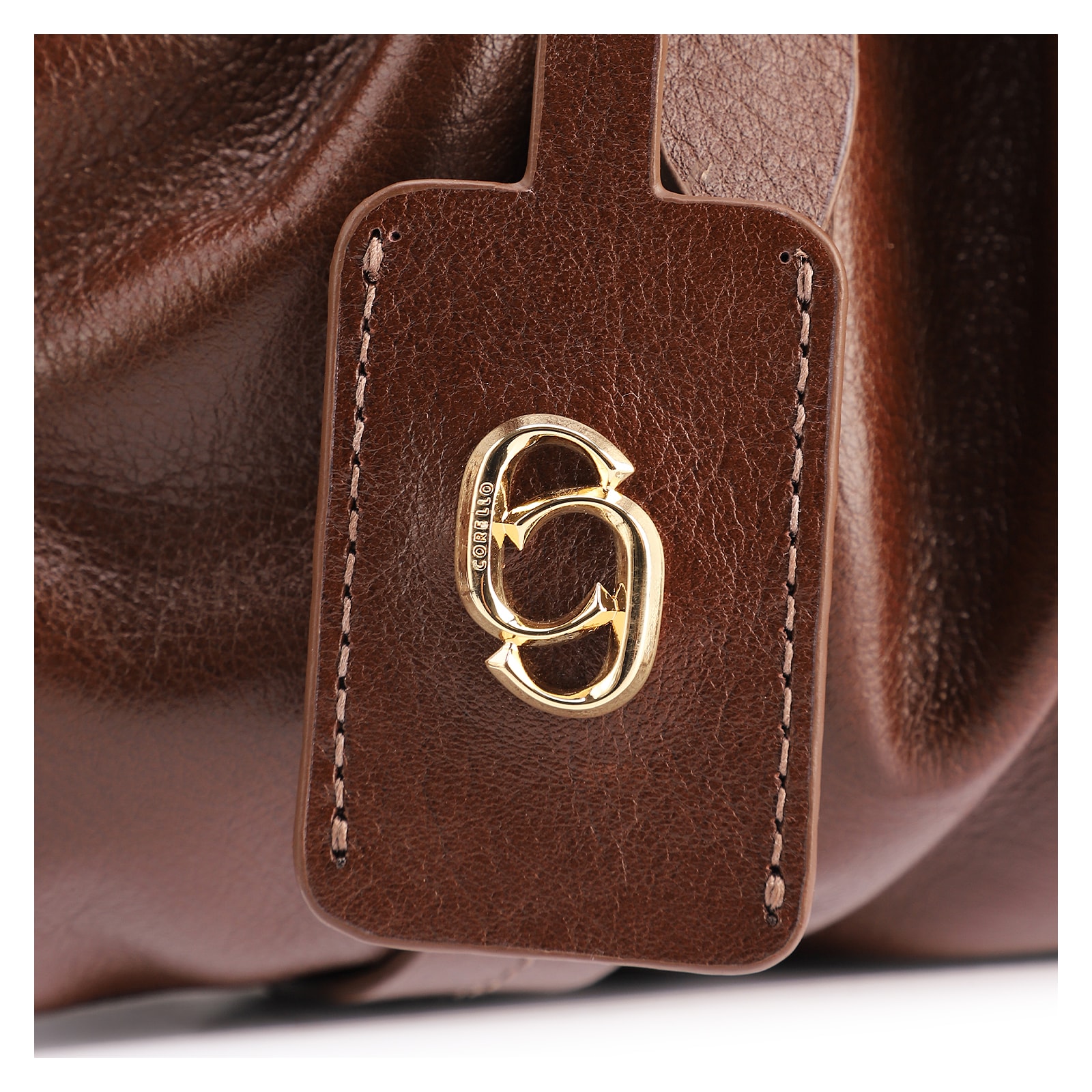 Bolsa De Ombro Média Couro Marrom Tag