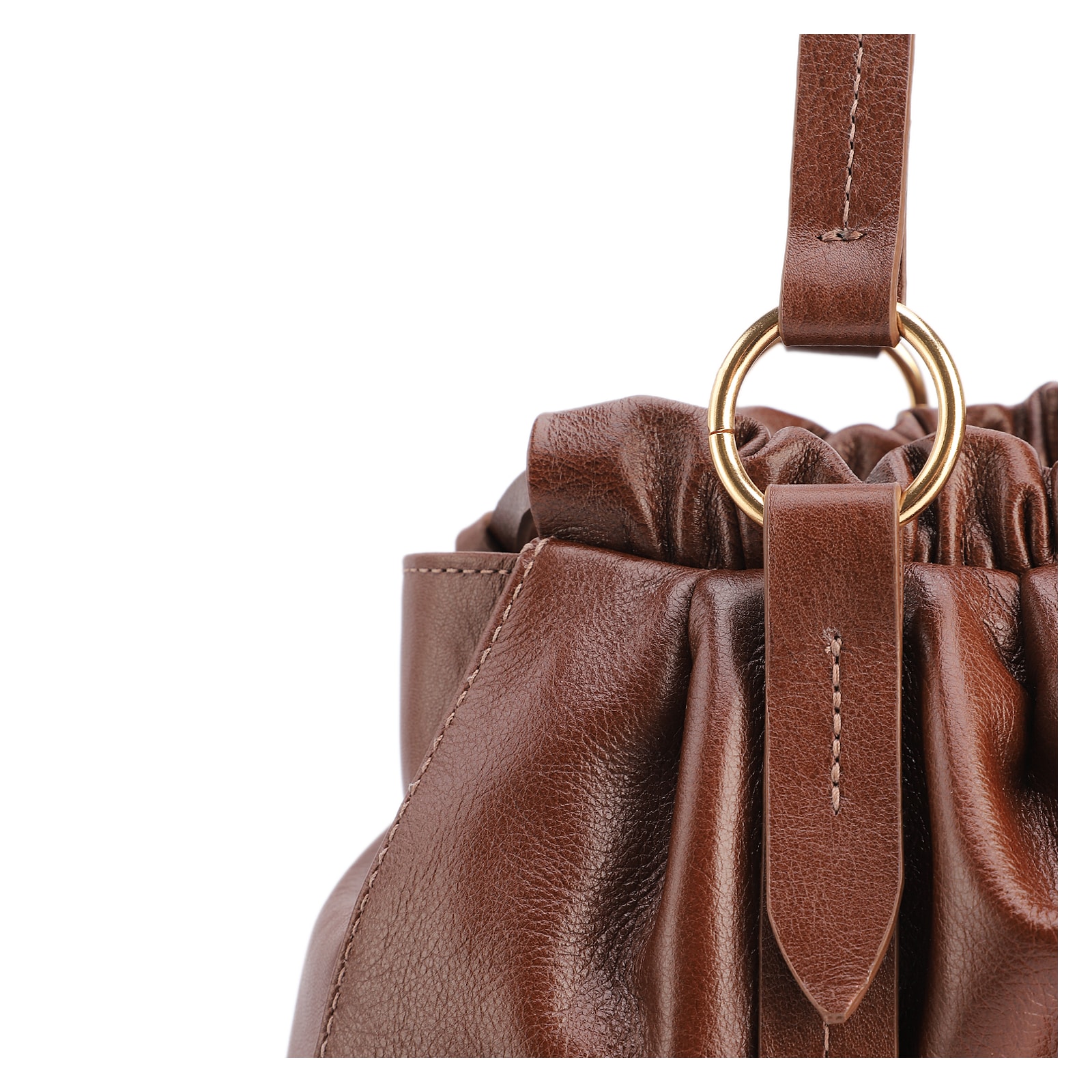 Bolsa De Ombro Média Couro Marrom Tag