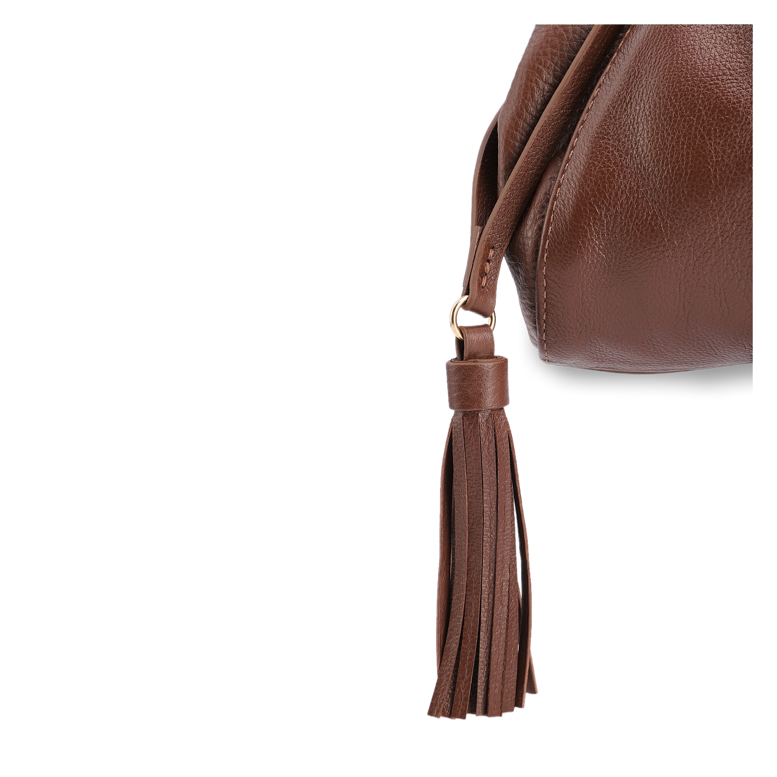 Bolsa De Ombro Média Couro Marrom Tag