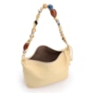 Bolsa De Ombro Média Couro Nobuck Floater /Couro Amarelo Alça Pedras - imagem 4