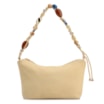 Bolsa De Ombro Média Couro Nobuck Floater /Couro Amarelo Alça Pedras - imagem 1