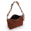 Bolsa De Ombro Média Couro Nobuck Floater /Couro Marrom Alça Pedras - imagem 4