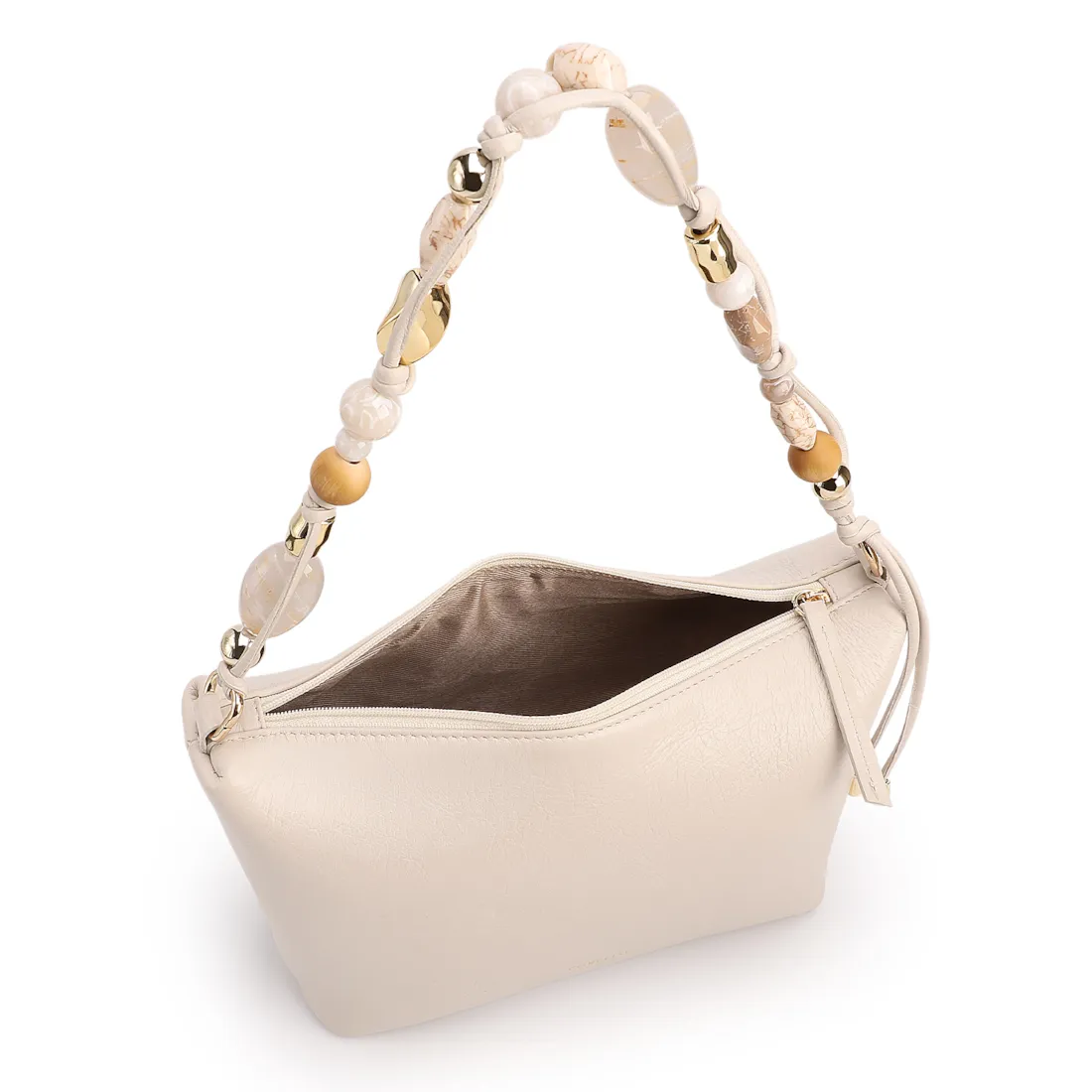 Bolsa De Ombro Média Couro Off White Alça Pedras - foto 4