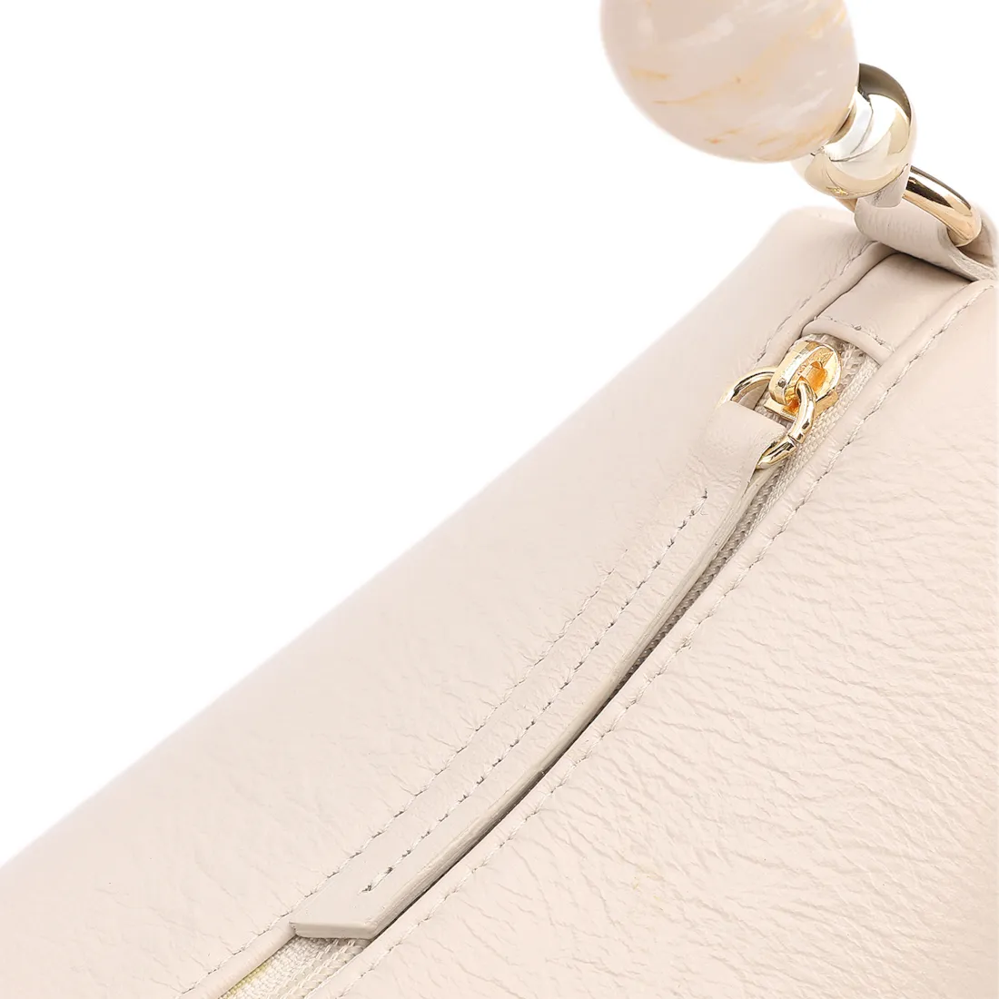 Bolsa De Ombro Média Couro Off White Alça Pedras - foto 5
