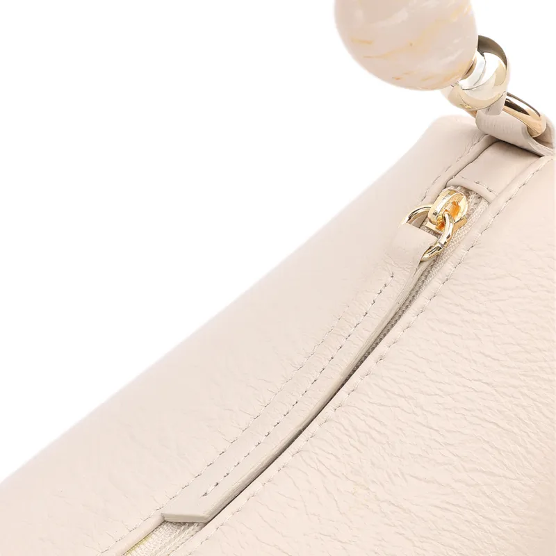 Bolsa De Ombro Média Couro Off White Alça Pedras - foto 5