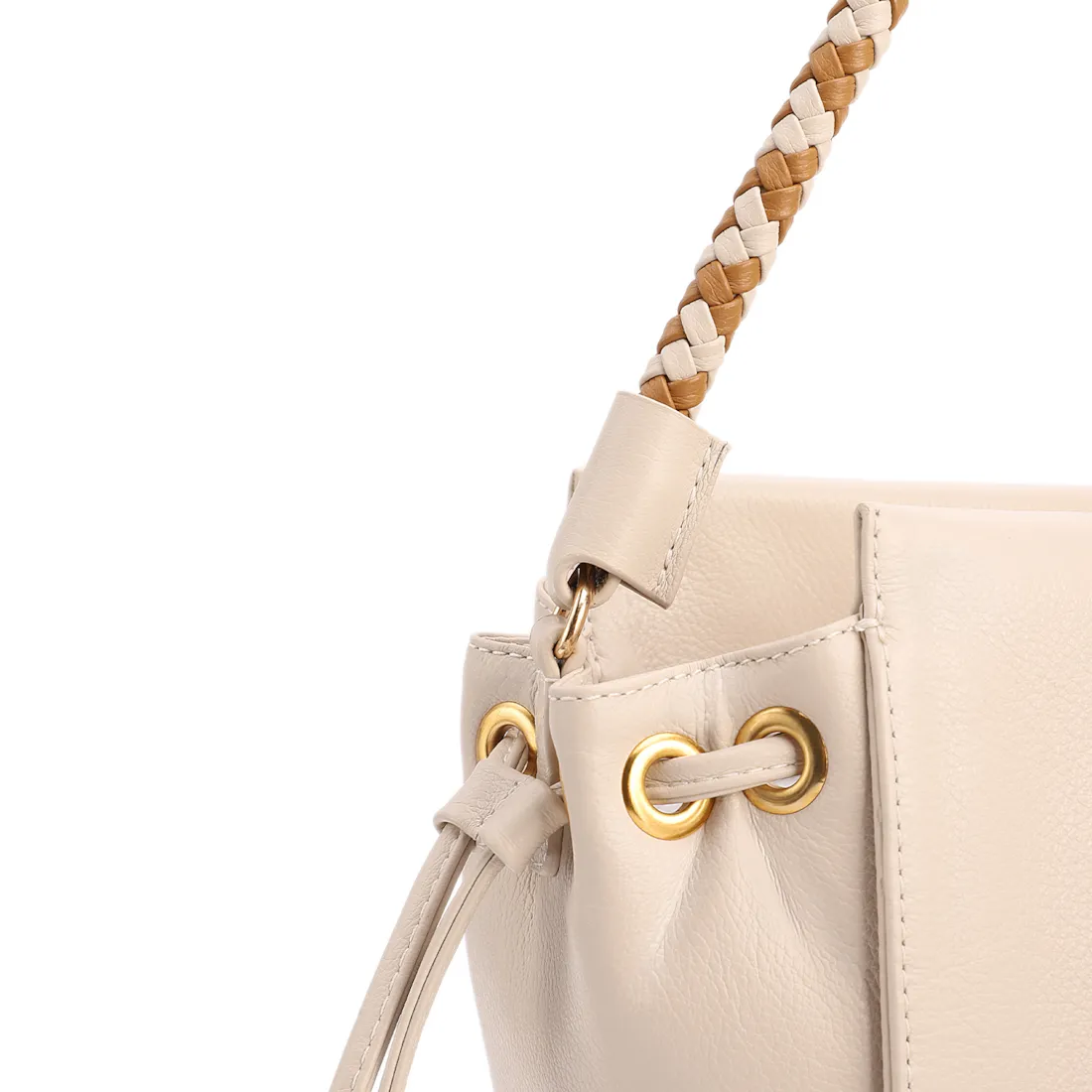 Bolsa De Ombro Média Couro Off White Alça Trançada - foto 6