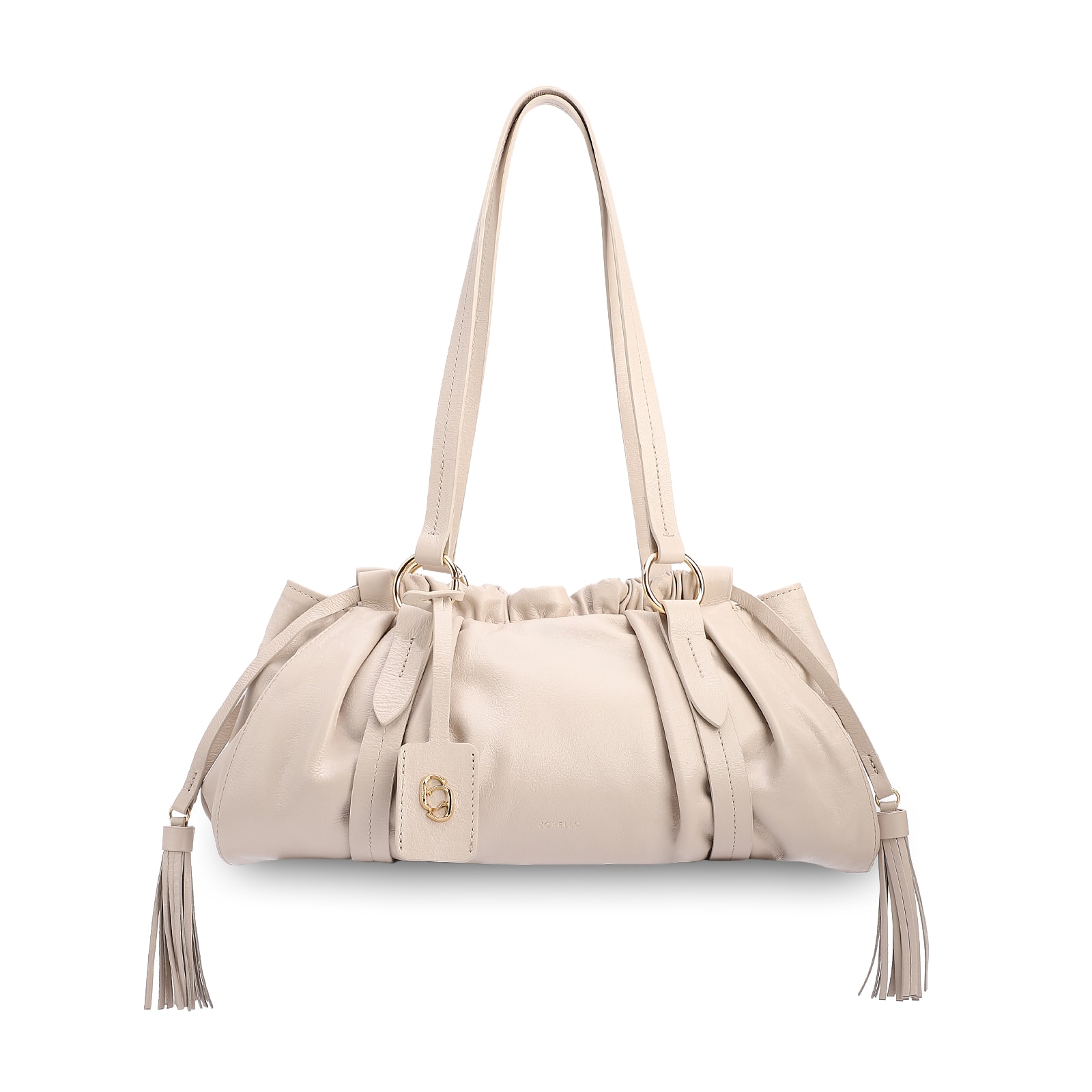 Bolsa De Ombro Média Couro Off White Franzida Tag
