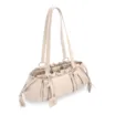 Bolsa De Ombro Média Couro Off White Franzida Tag - imagem 4
