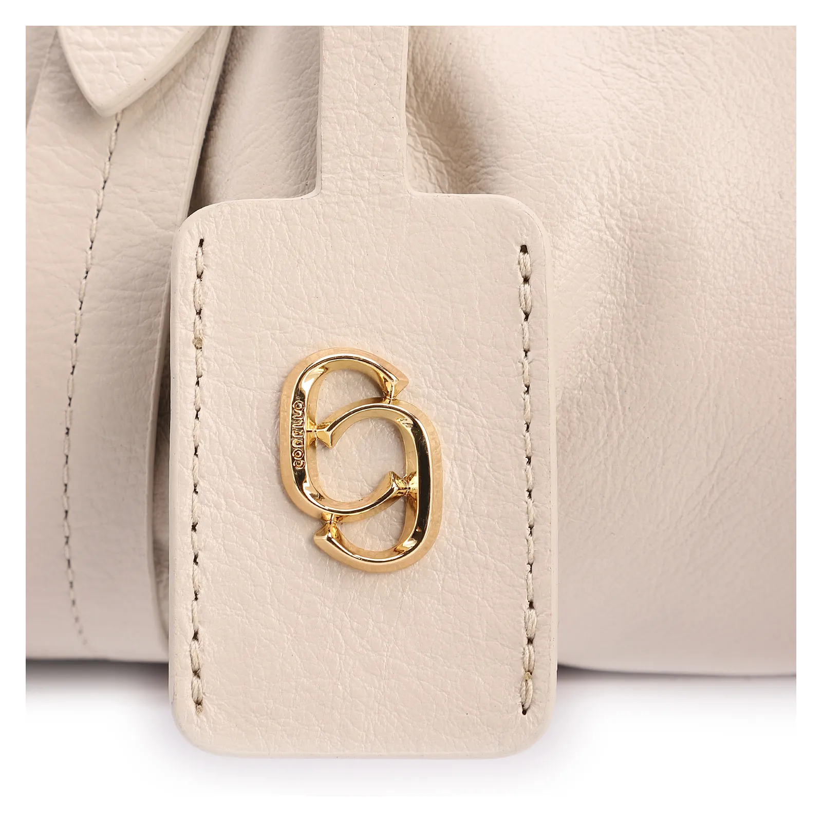 Bolsa De Ombro Média Couro Off White Franzida Tag