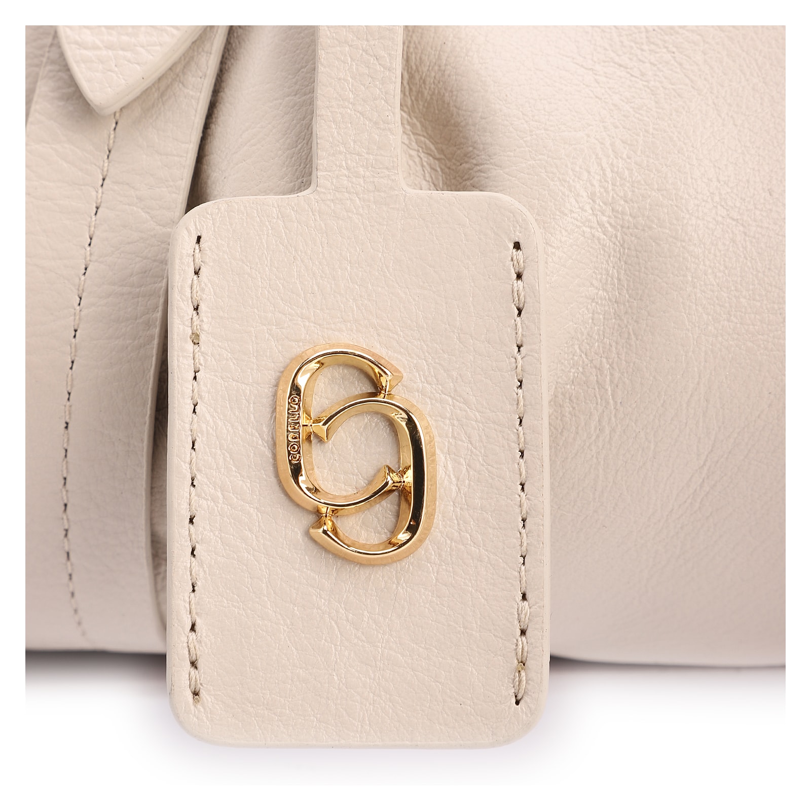 Bolsa De Ombro Média Couro Off White Franzida Tag