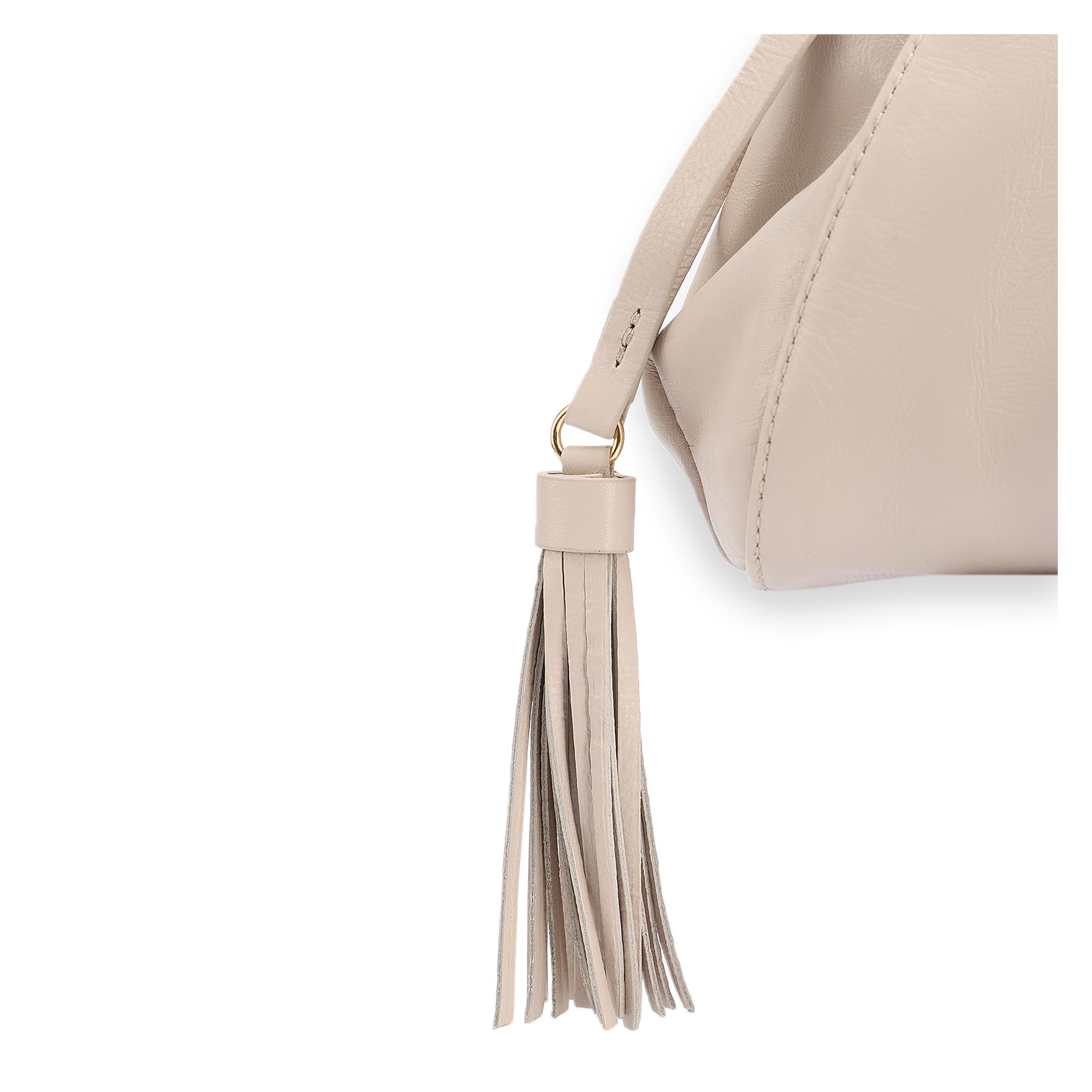 Bolsa De Ombro Média Couro Off White Franzida Tag