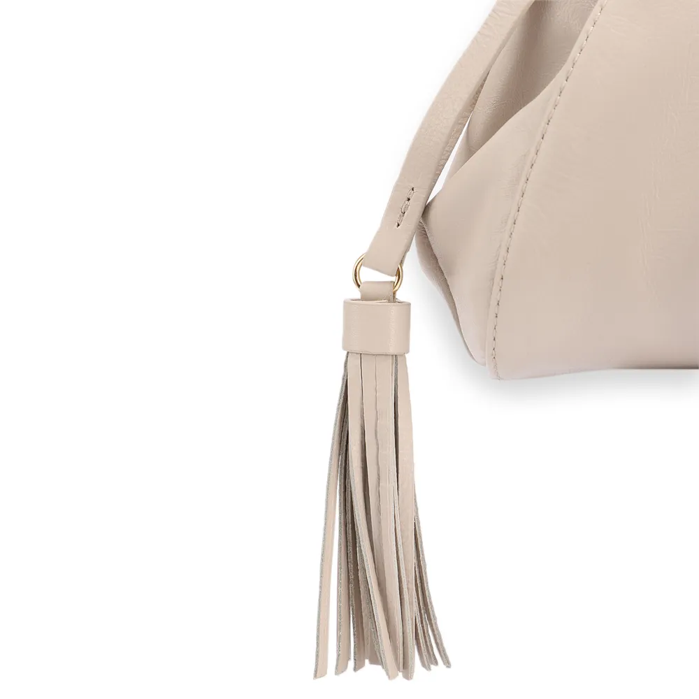 Bolsa De Ombro Média Couro Off White Franzida Tag - imagem 7