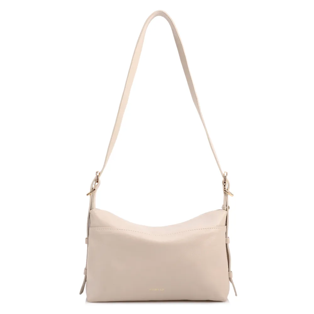  Bolsa De Ombro Média Couro/Ráfia Off White Tramado Barbicacho - imagem 2