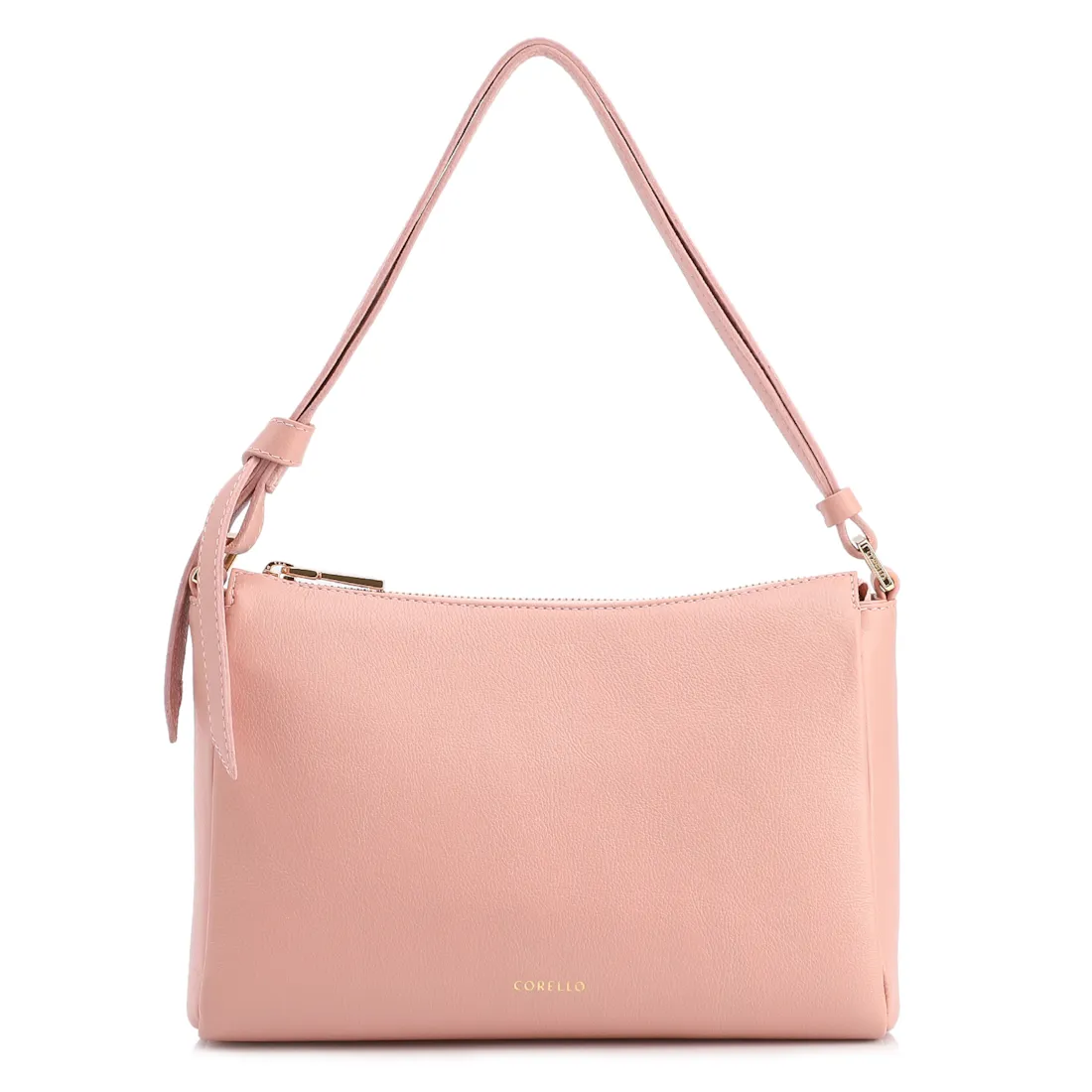 Bolsa De Ombro Média Couro Rosa Alça Nó