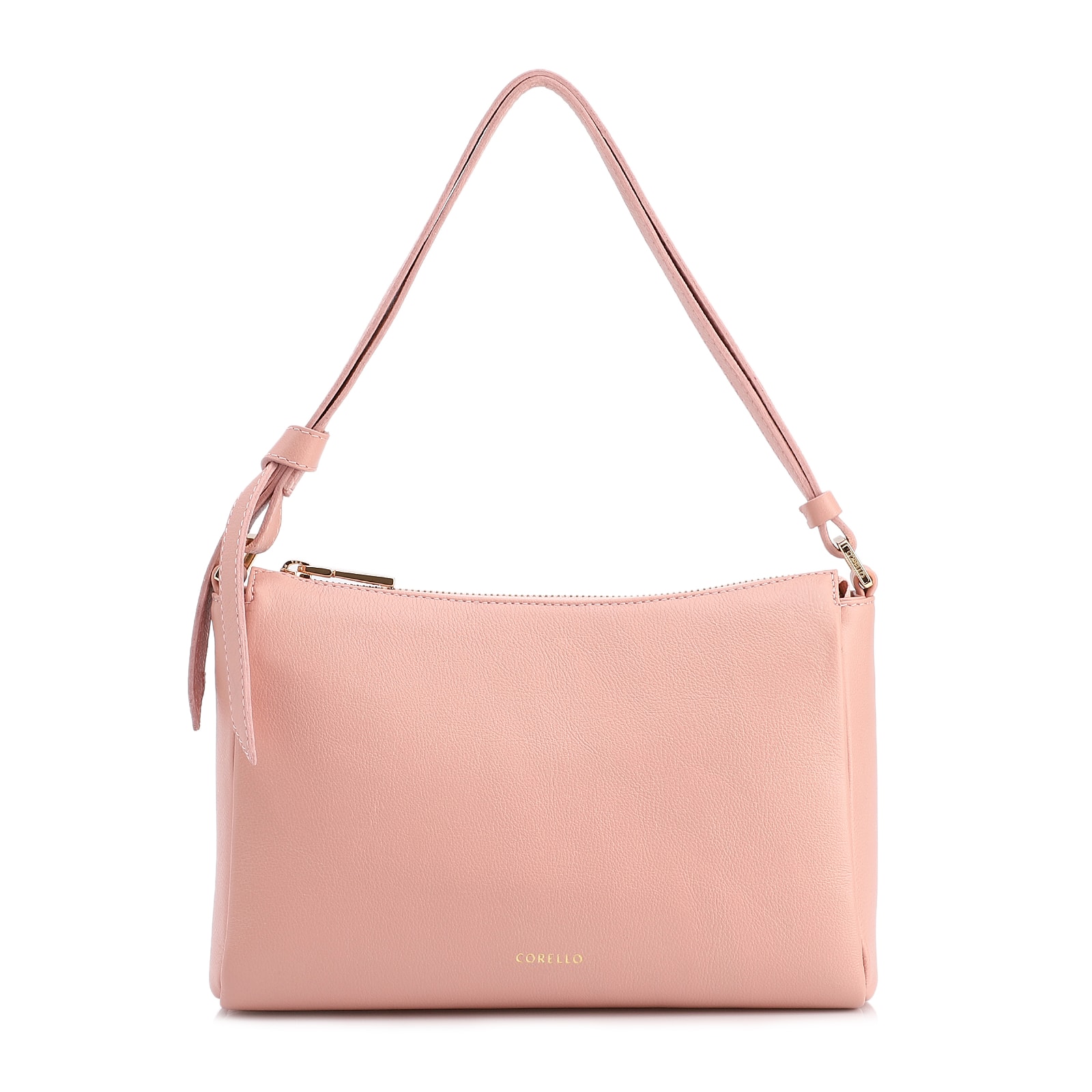 Bolsa De Ombro Média Couro Rosa Alça Nó
