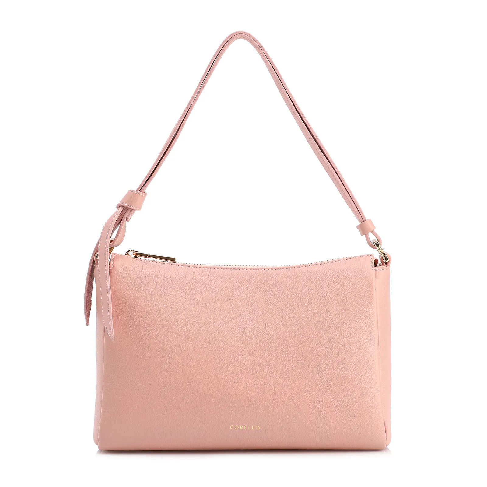 Bolsa De Ombro Média Couro Rosa Alça Nó