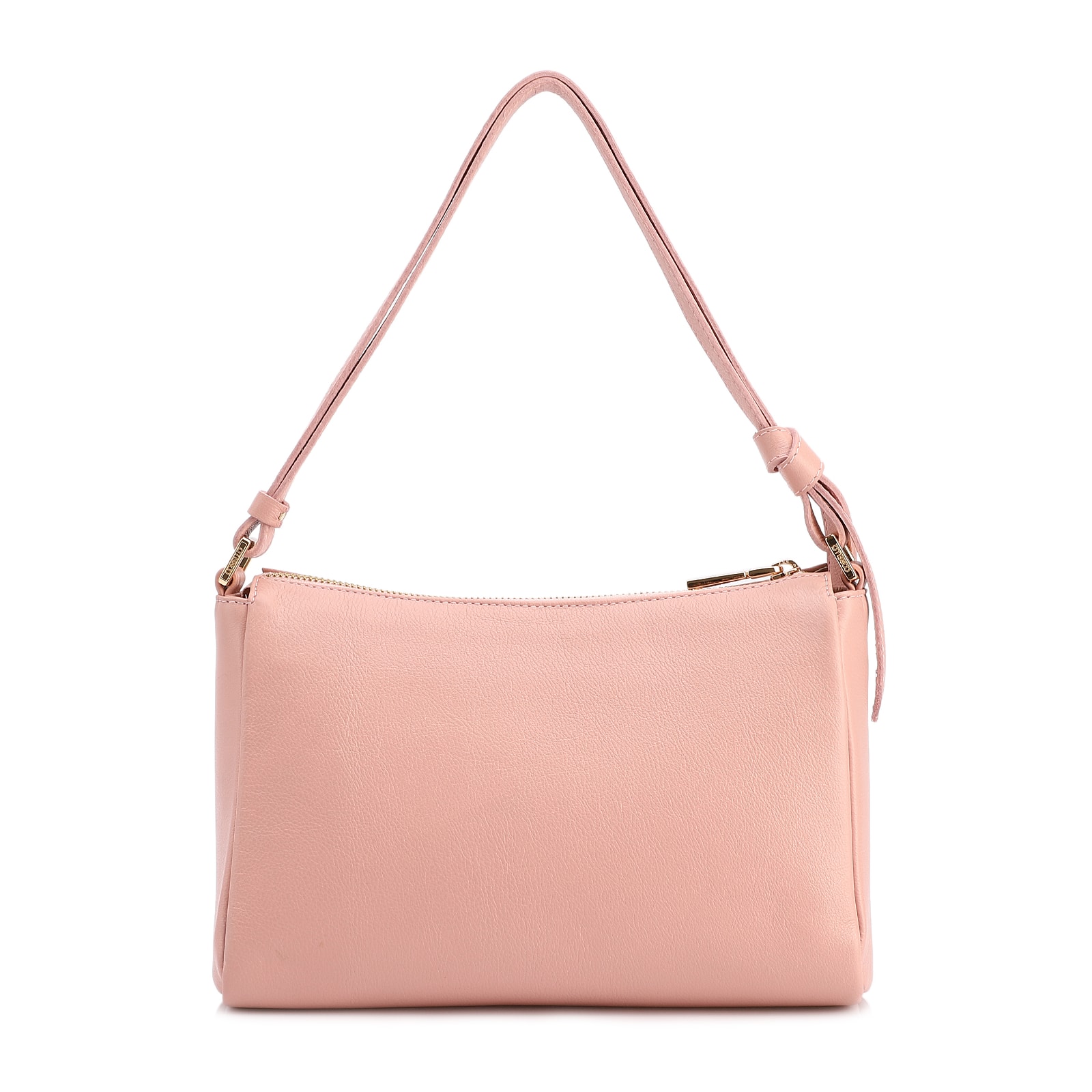 Bolsa De Ombro Média Couro Rosa Alça Nó