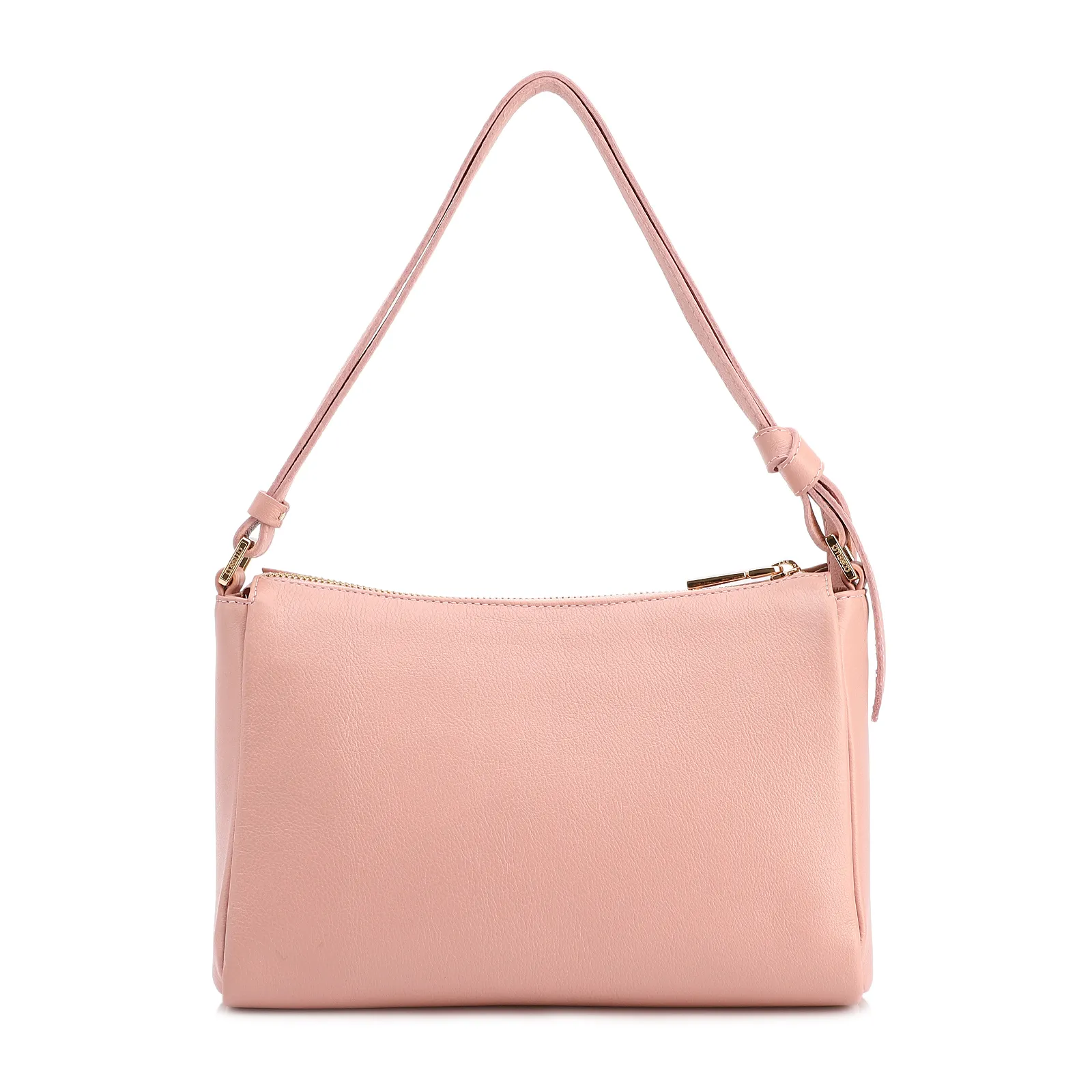 Bolsa De Ombro Média Couro Rosa Alça Nó
