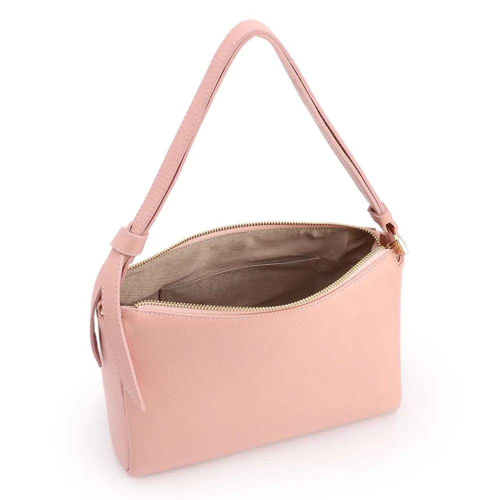 Bolsa De Ombro Média Couro Rosa Alça Nó - imagem 5