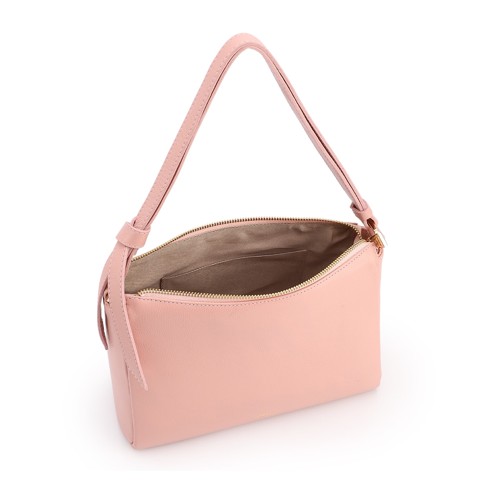 Bolsa De Ombro Média Couro Rosa Alça Nó