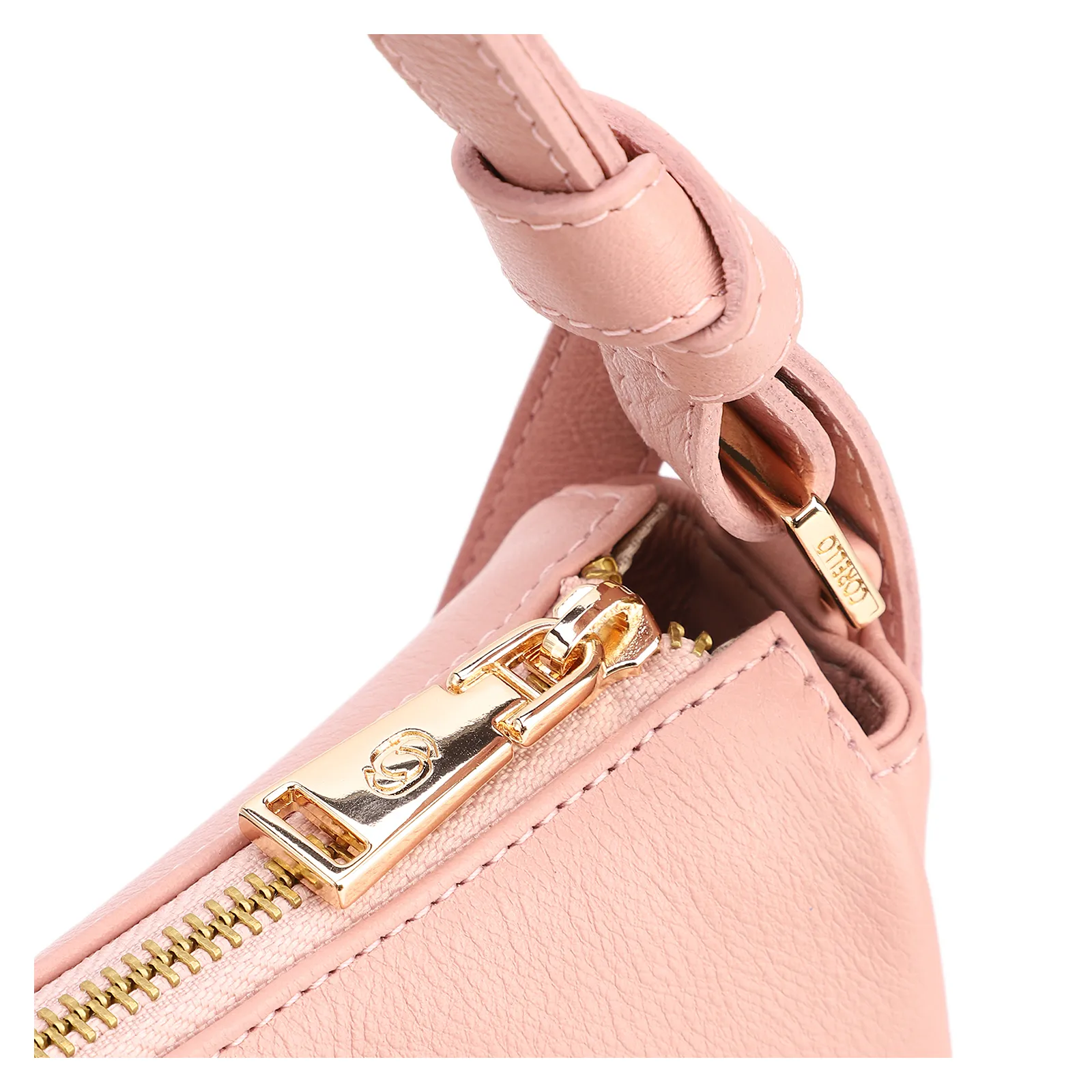 Bolsa De Ombro Média Couro Rosa Alça Nó