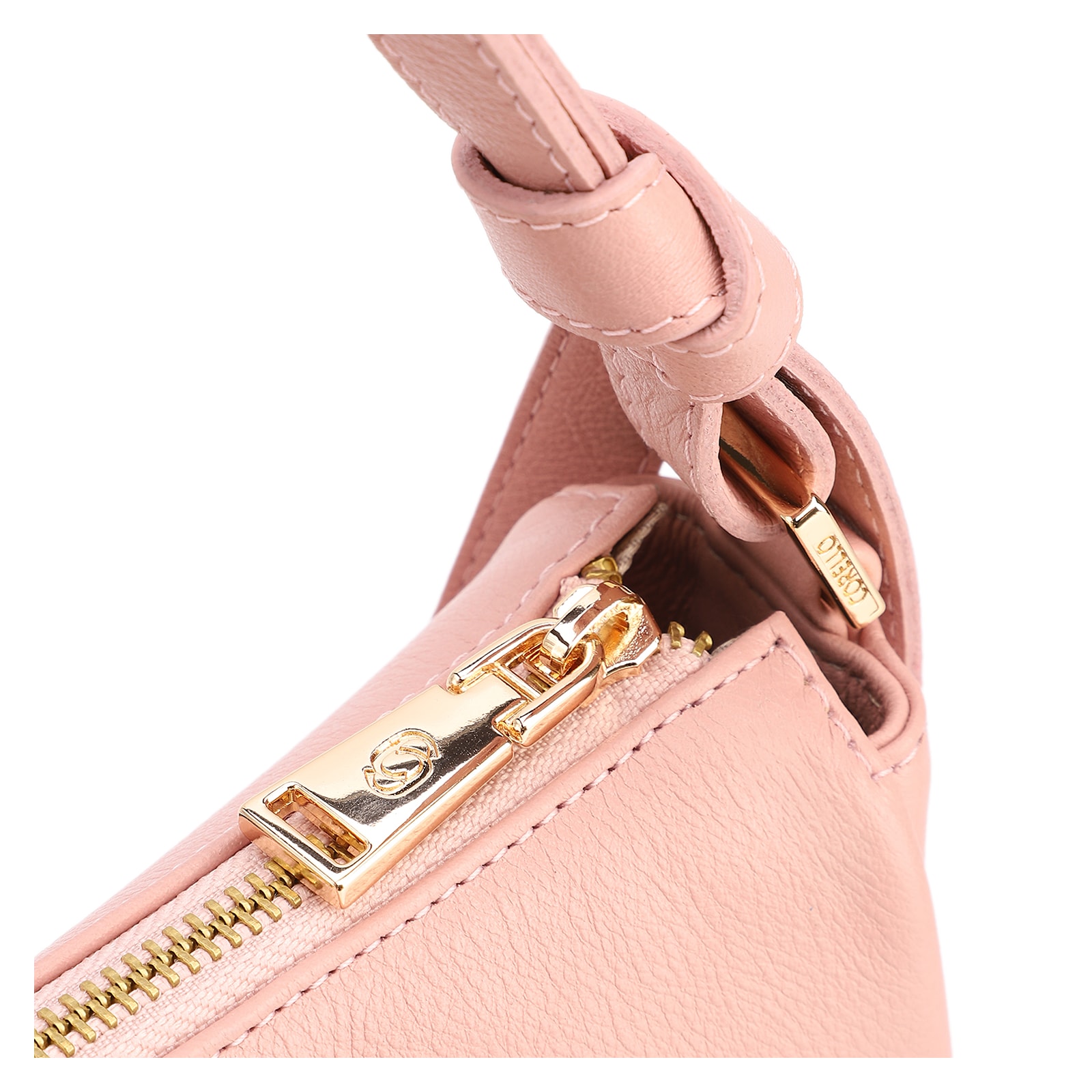 Bolsa De Ombro Média Couro Rosa Alça Nó