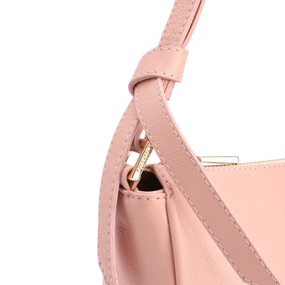 Bolsa De Ombro Média Couro Rosa Alça Nó - imagem 7