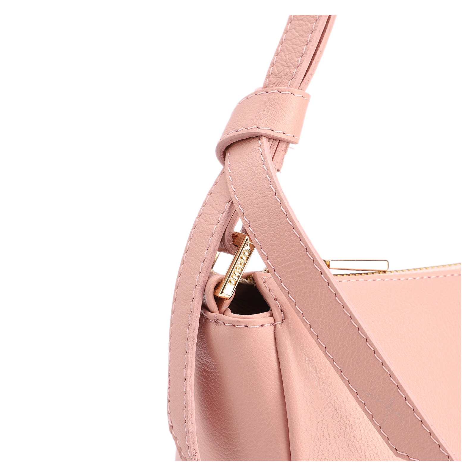 Bolsa De Ombro Média Couro Rosa Alça Nó