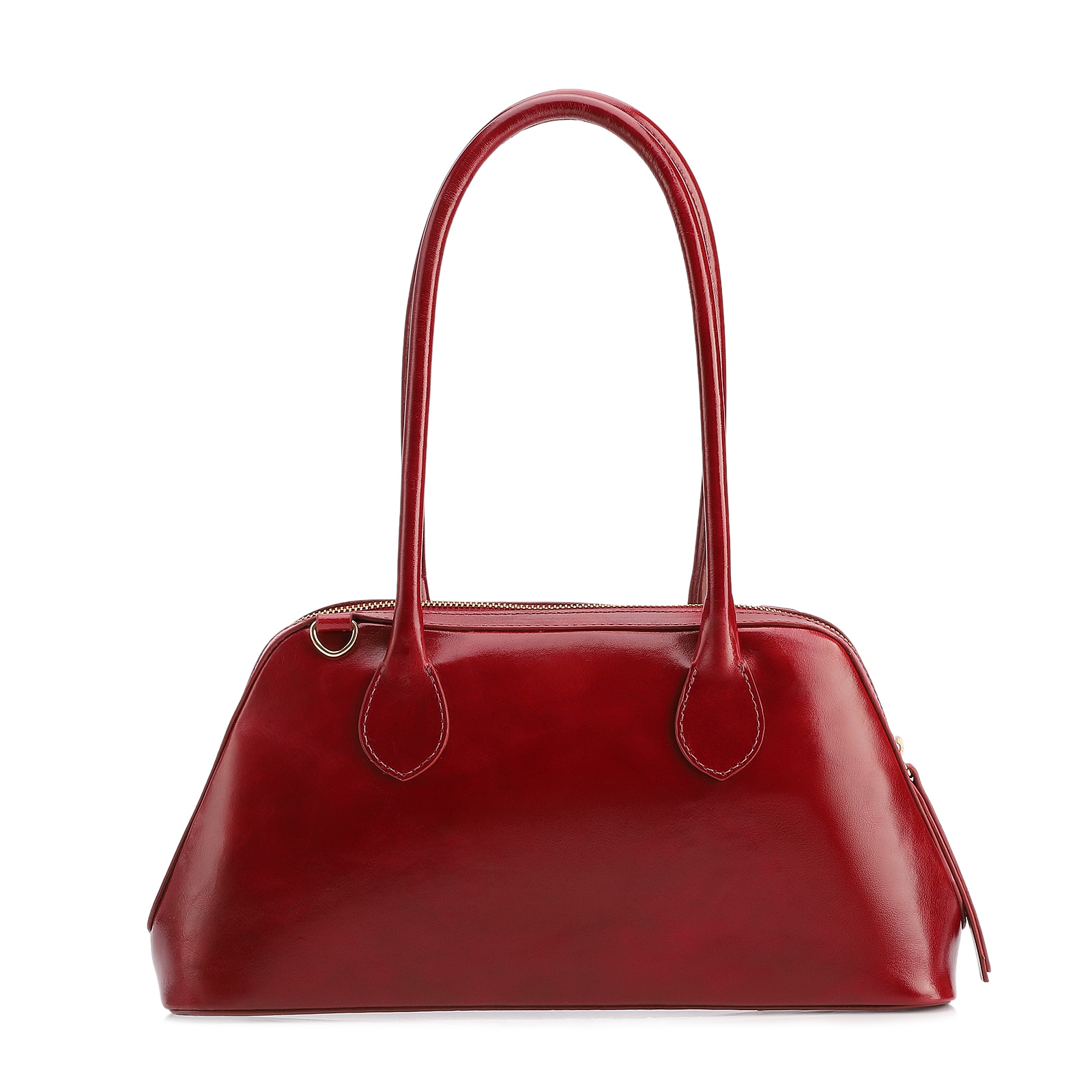 Bolsa De Ombro Média Couro Vermelha Dupla Corrente Frontal