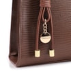 Bolsa De Ombro Média Marrom Couro Lezard Pingente Corda - imagem 8